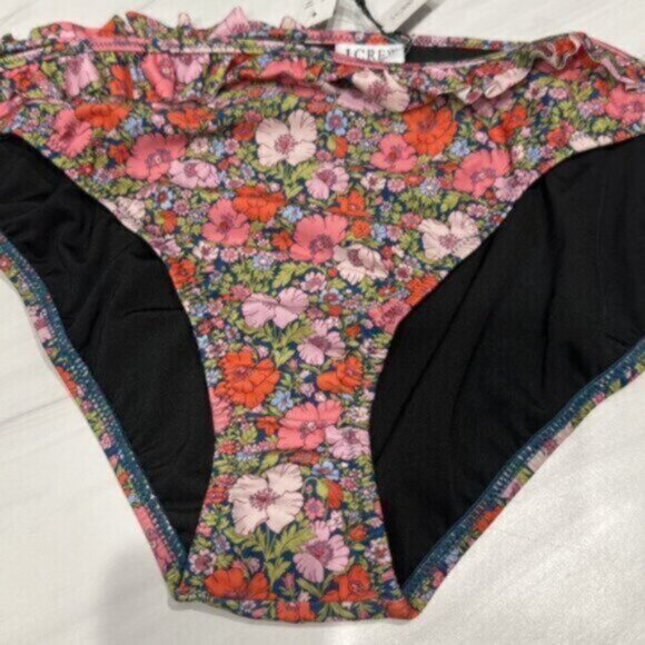 NWT J.Crew Pink Floral String Hipster Full Coverage Ruffle Bottom Size 3X - Picture 6 of 11